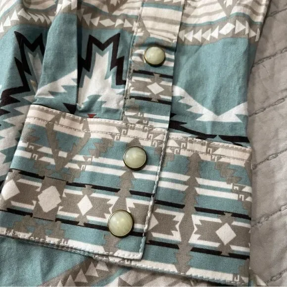 Rock & Roll Denim Aztec Print Snap Shirt Women’s Size XXL - Picture 3 of 10